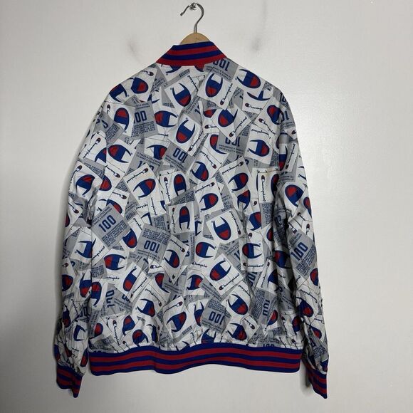 Champion Windbreaker Spell Out Jacket Mens White XL‎ Vintage Logo 90s - Picture 2 of 7